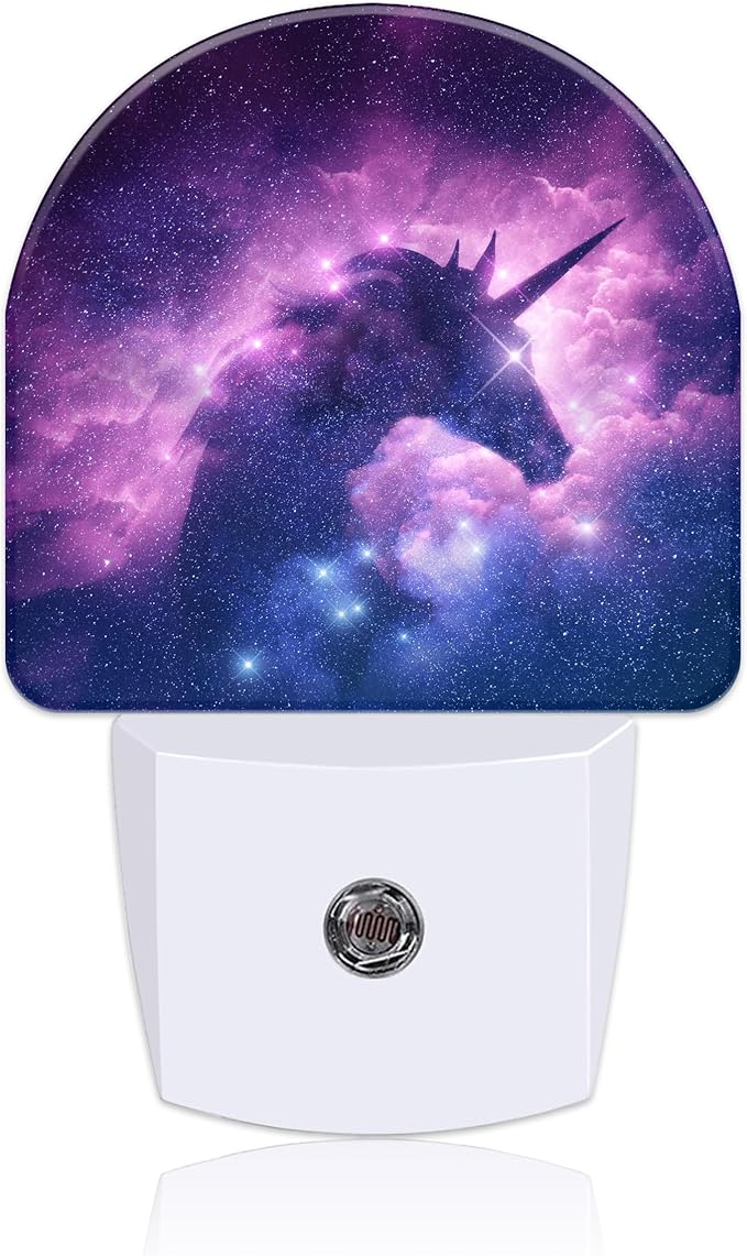 Plug in Night Lights Unicorn Silhouette in Galaxy Nebula Nightlight Plug Into Wall Dusk to Dawn Sensor LED Night Light for Kid Girls Boys Room Decor,Hallway,Kitchen,Bathroom,Nursery,Stairs