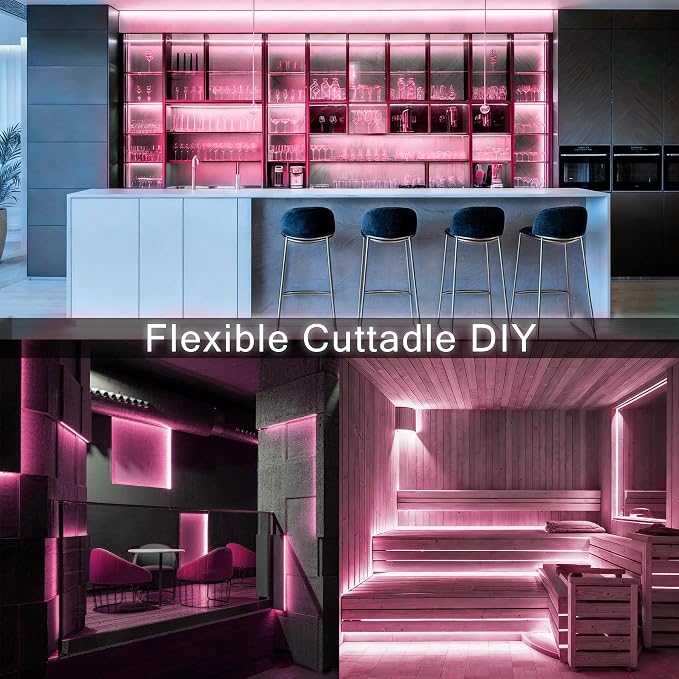 COB LED Strip Lights, 24V White Super Bright LED Tape Lights Dimmable,Flexible, 10ft High CRI95+ Flexible Light Strip for Kitchen Cabinet Stairs Bedroom Decor DIY (A4: Pink, 120, Inches)