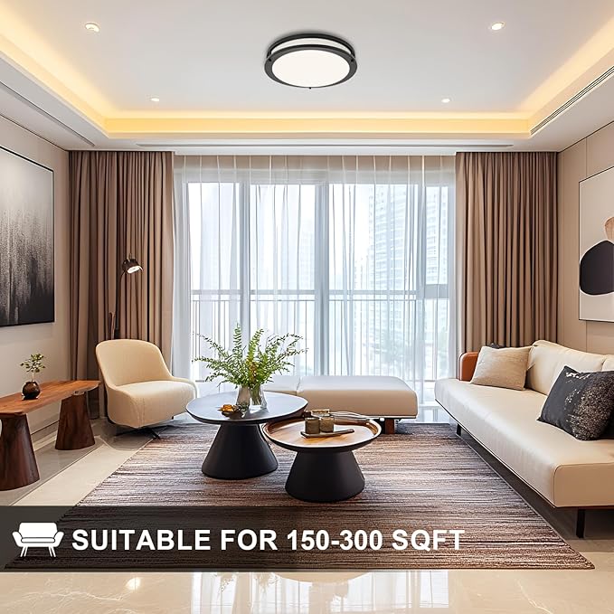 OOWOLF 4-Pack 13” LED Flush Mount Ceiling Light Fixture, 5CCT Adjustable 3000K/3500K/4000K/5000K/6000K Ceiling Lights, 36W Brightness Dimmable Lighting, ETL Listed, for Hallway Bathroom or Kitchen