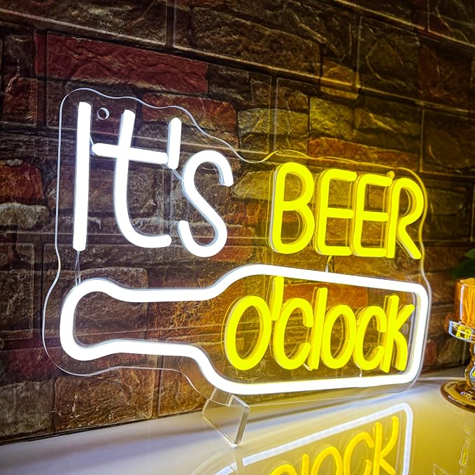 Mutank It'S Beer O'Clock Neon Sign, Beer Neon Light USB Powered LED Dimmable, for Bar Game Room Nightclub Restaurant Beer Sign Men'S Cave Garage Court Decor(15.7 * 9.8 In)