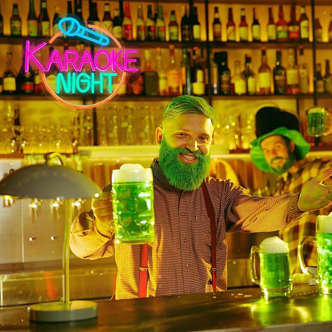 Dracey Karaoke Night Neon Sign, Led Karaoke Bar Neon Signs for Wall Decor,Karaoke Open Wall lights, USB Powered for Game Room Man Cave Bar Pub Party Birthday Gift(15.1 * 12.5in)
