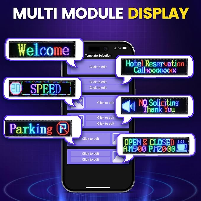 31”×8” Programmable LED Sign, 24V/2A Ultra Bright Full Color Bluetooth APP Control, Custom Text Pattern Animation Scrolling LED Digital Sign for Store Office Retail