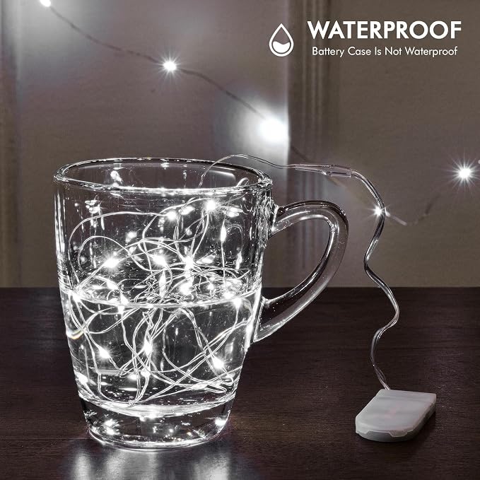 12 Pack Fairy Lights Battery Operated, 7FT 20 LED Mini String Light | Cool White Waterproof Silver Wire Twinkle Light Ideal for Wedding Centerpieces, Mason Jars, Party Table, Christmas Decoration