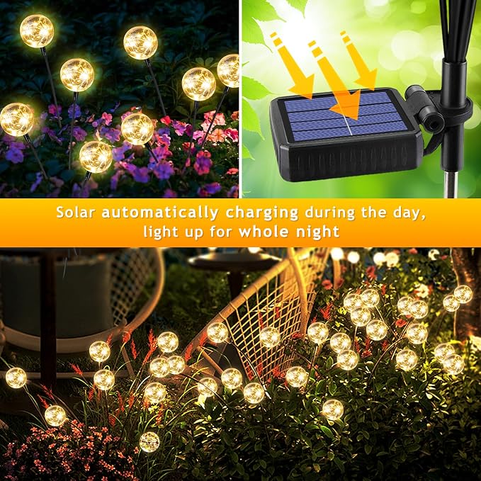 vignuto Solar Lights Outdoor Waterproof, 4 Packs, Solar Globe Lights, Garden Decor, Patio Decor, Unique Gifts for Women, Gifts for Grandma