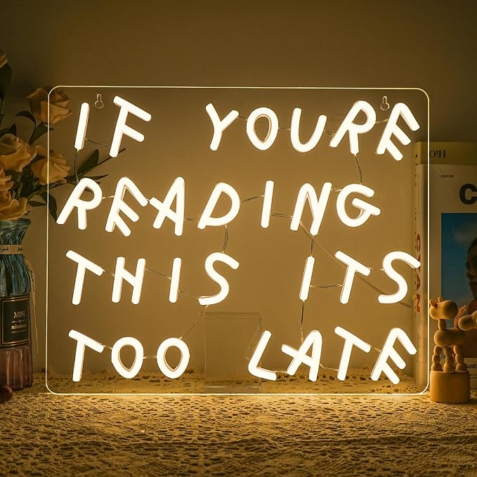 If You’re Reading This Neon Sign Dimmable Funny LED Light Up Sign | Funny Quote Neon Light Wall Decor for Bedroom, Home Bar, Coffee Shop & Office Decor, USB Powered LED Sign, Easy Wall Mount
