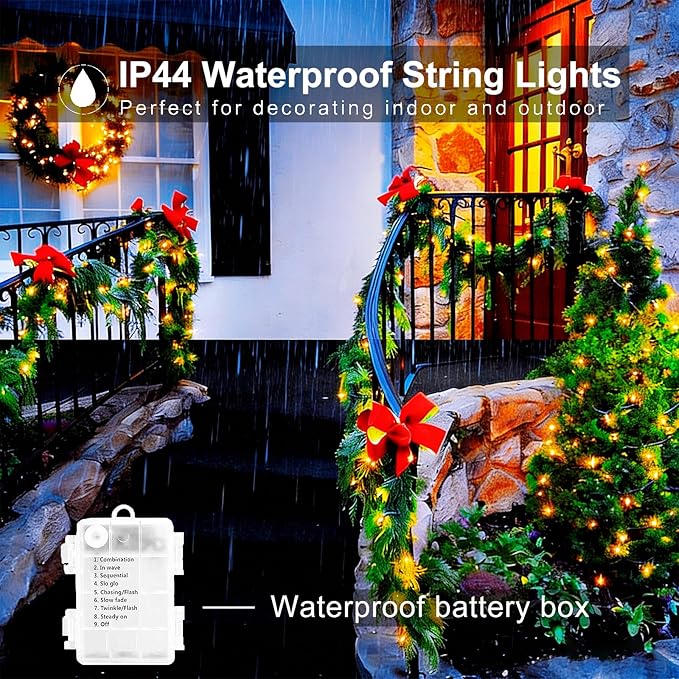 4 Pack 280Ft 800 LED Fairy Lights Battery Operated with Remote & Timer, Silver Wire Twinkle Lights Outdoor Indoor, Waterproof Fairy String Lights for DIY Bedroom Christmas Parties Tree Garden Decor