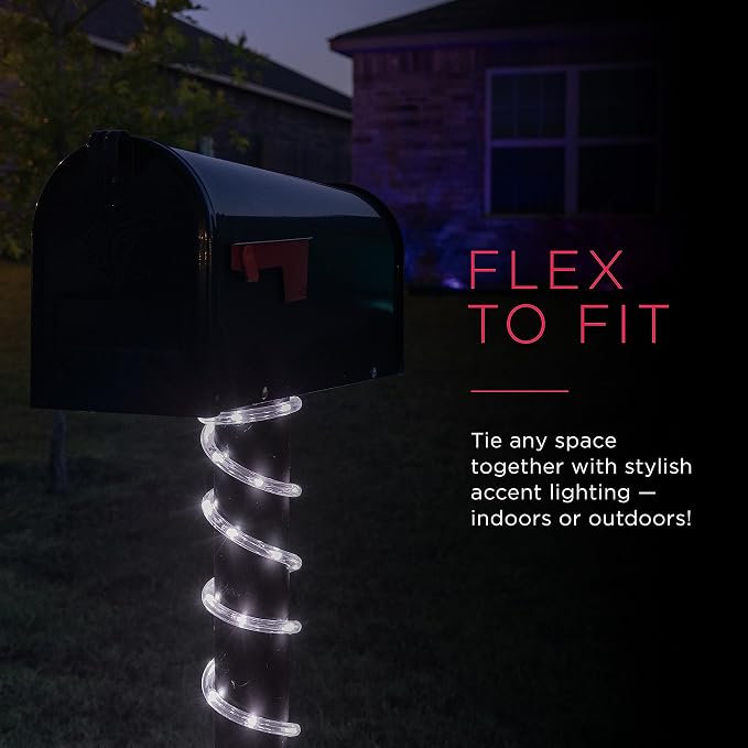 UltraPro LED Rope Lights, 16ft Classic Clear, Cool White Light 5000K, Indoor/Outdoor, Flexible, Linkable, Durable, Rope-Lights Outdoor, 54842 (Pack of 12)