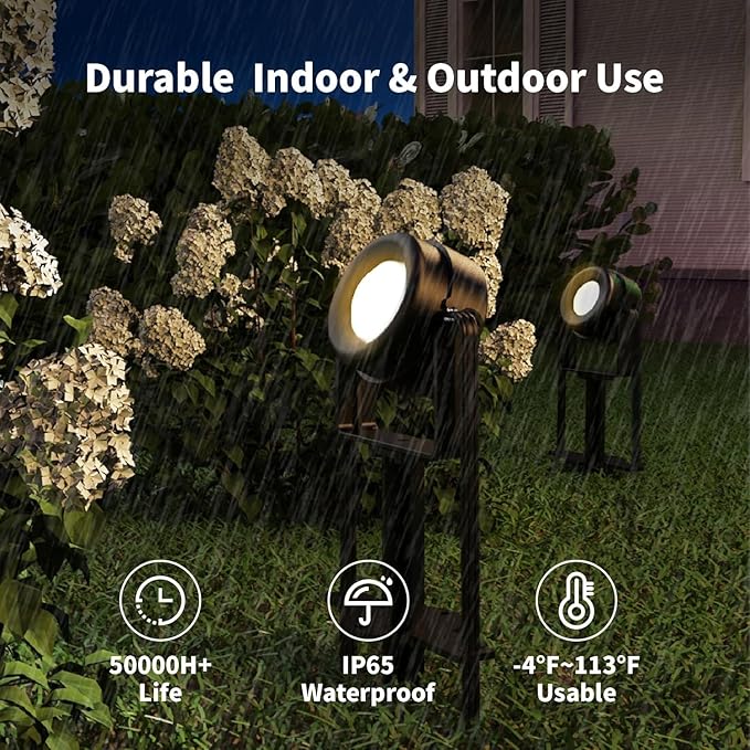 HISTAR Low Voltage Landscape Lighting with Bluetooth App Control & Remote, Outdoor Spot Lights for Fence Tree Pathway Lawn Decor, IP65 Waterproof All-in-One Permanent Outdoor Lights (6pack-RGBW)