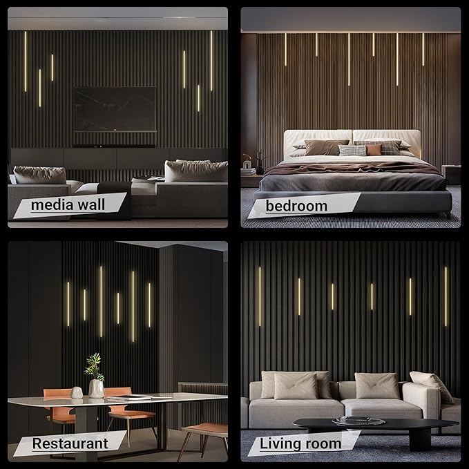 HAMRVL Black CCT LED Recessed Lighting Kit, 6 PCS Tunable 2700k-6500k Wall Panel Lights with Smart Switch, Self-Adhesive, Dimmable, for Wood Slat Wall Panels, Headboards, Stairs, Living Room, Bedroom