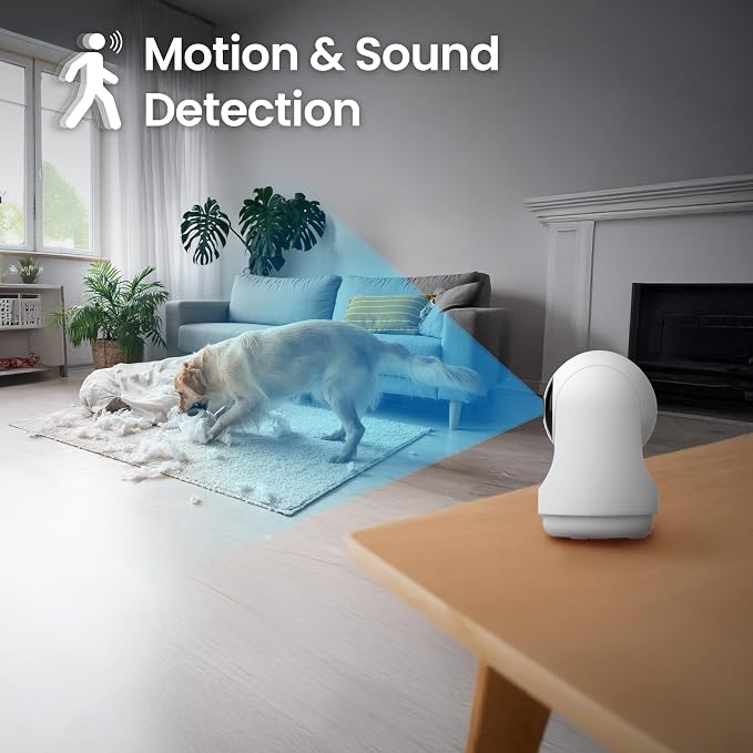 Feit Electric Smart Indoor Pan Tilt Baby Monitor Camera, 2K WiFi Security Camera with AI Motion Alerts, Motion Tracking, Night Vision (30 ft), Two-Way Audio, Local Storage, 2.4GHz WiFi