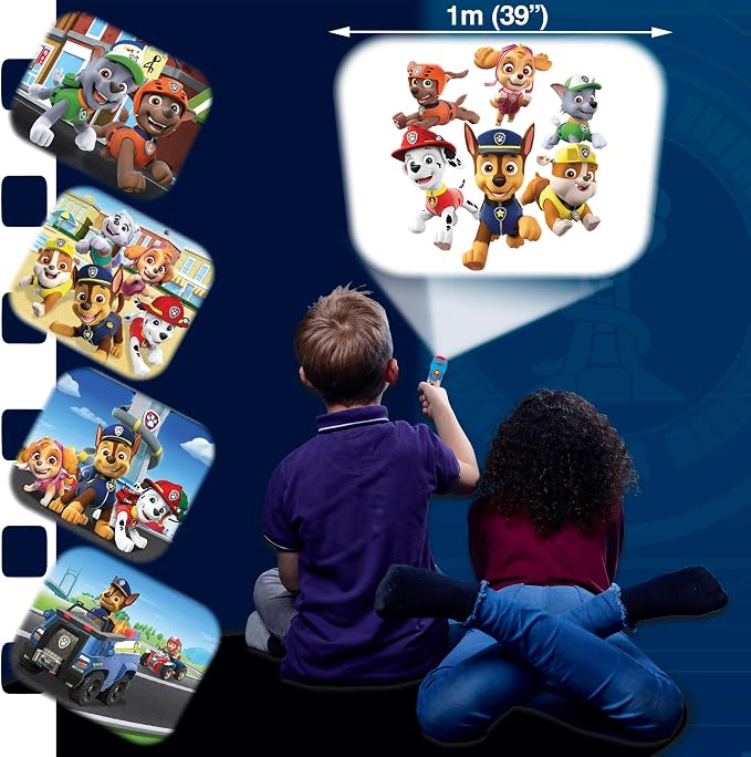 Brainstorm Paw Patrol Nickelodeon Torch & Projector - Handheld Flashlight & Image Toy, 24 Color Cartoon Themed Images, Project 1 Meter, Kids Ages 3+