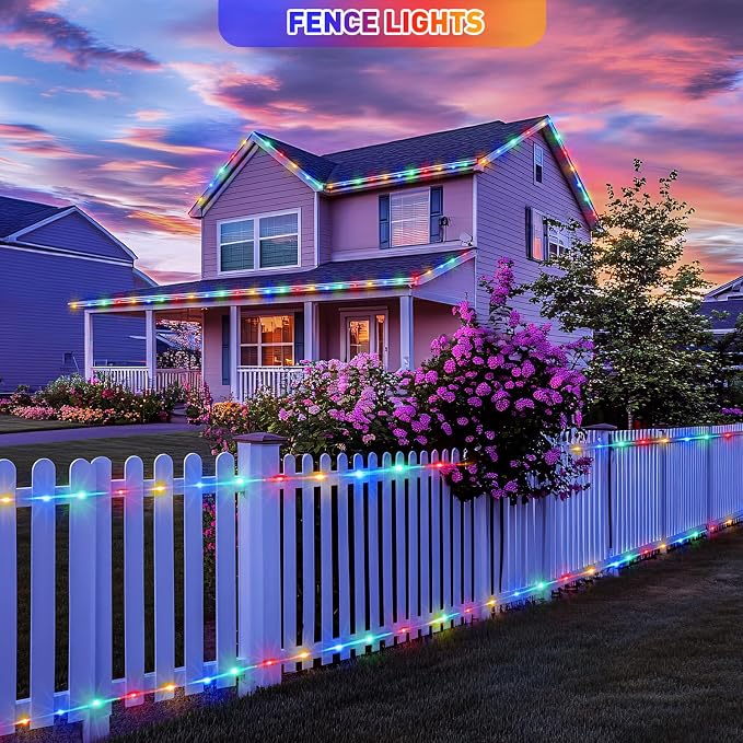 JMEXSUSS 2 Pack 100 LED Solar Rope Lights Outdoor, Multicolor Tube Lights | 33ft, IP65 Waterproof, 8 Modes, PVC Tube, Outdoor, Trampoline Lights For Fence Walkway Path Trampoline Christmas Decor