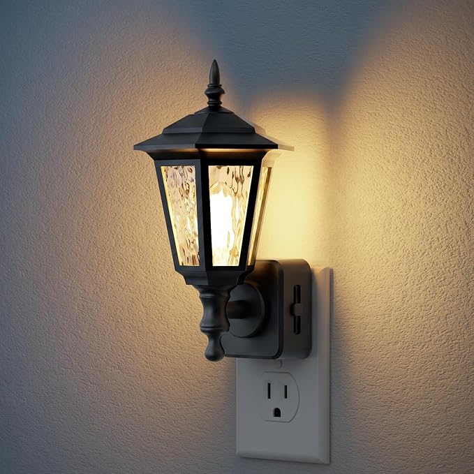 JandCase Night Lights Plug into Wall, 3000K Soft White | Dusk to Dawn Sensor, 0-100LM Dimmable Industrial 180°Rotating Night Light for Bedroom, Bathroom, Living Room, Hallway