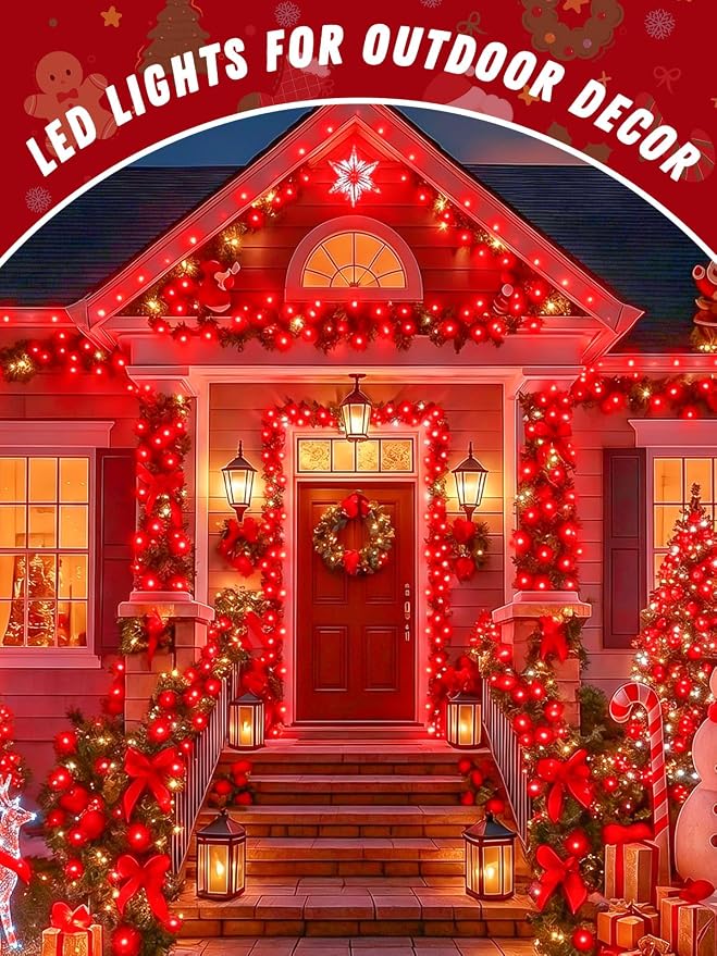 2 Pack 100 LED Fairy Lights Battery Operated with Remote Timer, 33 FT Red | Cuttable, 8 Modes, Memory, Dimmable, IP44 Waterproof Battery String Lights for Indoor Outdoor, Wedding, Christmas Decorations