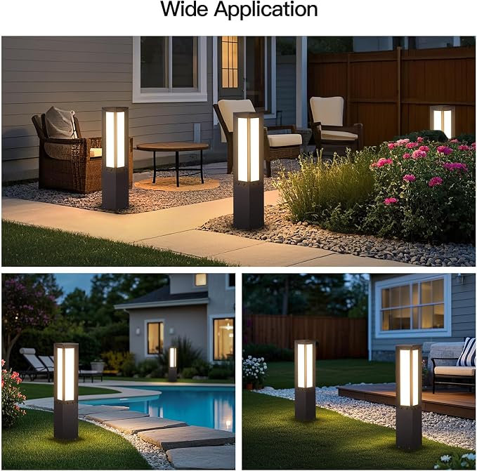MVBT 32" Landscape Path Light Hard Wired, Outdoor Pathway Lights AC100-240V | IP65 Waterproof Bollard Driveway Lamp, Modern 3000K Standing Lighting Patio Lawn Tall Garden Lantern for Commercial Walkway