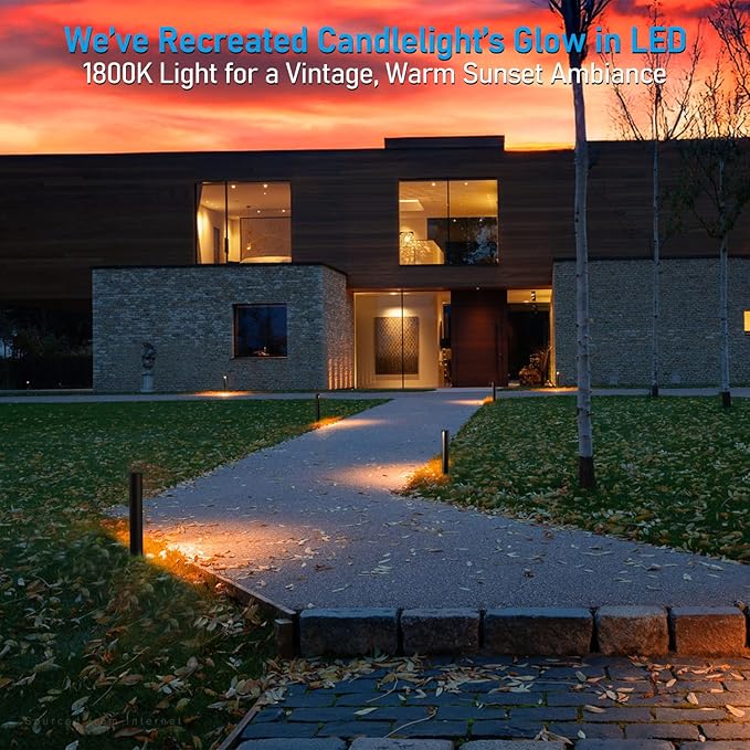 LEONLITE Low Voltage Landscape Lights 5CCT, 5W Anti-Glare LED Pathway Lights, Die-Casted Aluminum Housing, IP65 Waterproof for Outdoor Path Sidewalk Walkway, 1800K-5000K, ETL, Pack of 12