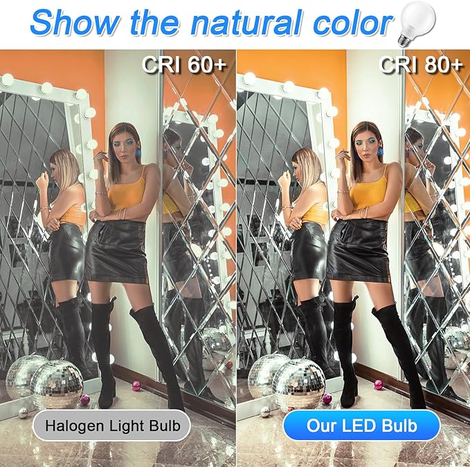 8 Pack Bathroom Light Bulbs, 60 watt Equivalent, E26 Medium Base, Daylight 5000K, G25 LED Globe Light Bulbs for Bathroom Vanity, 120V Round Light Bulb Over Mirror, Non-dimmable