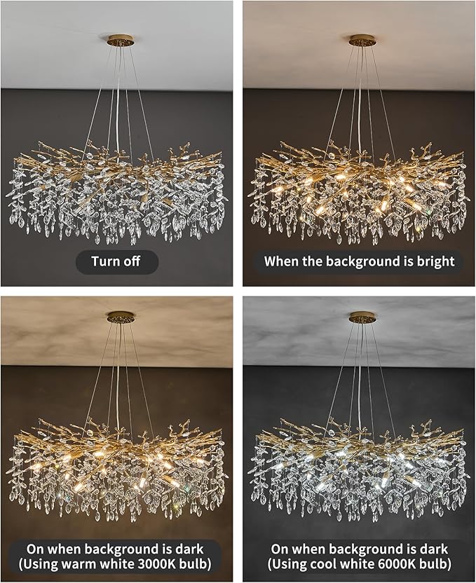 Modern Tree Branch Crystal Chandelier Luxury Gold Crystal Pendant Lighting 40" Contemporary 14-Light Chandeliers for Dining Room Kitchen Bedroom Living Room