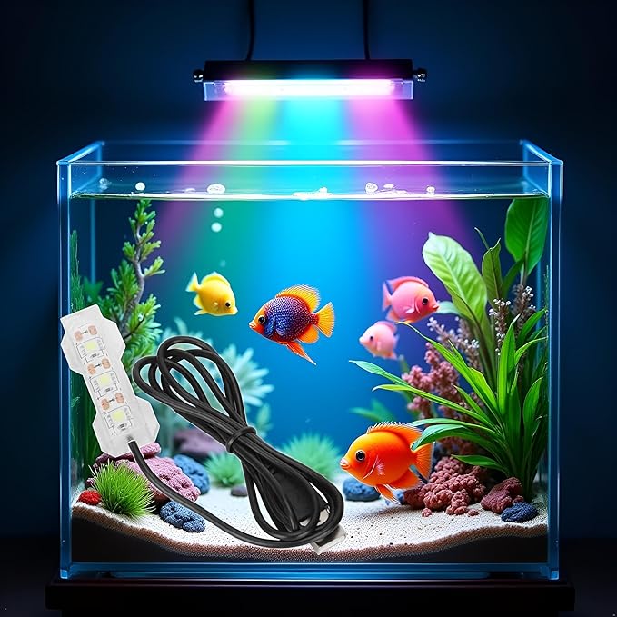 Jowxsx Blue Light Small Aquarium Led Light, Multicolor Led Fish Tank Light for Freshwater Plants Aquarium Accessories