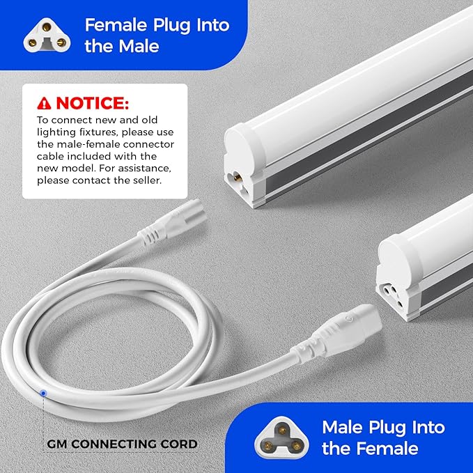 Barrina (Pack of 12 LED T5 Shop Light, 4FT, 2200lm, 6500K (Super Bright White), 20W, Utility Shop Lights, Ceiling and Under Cabinet Light, ETL Listed, Corded Electric with ON/Off Switch