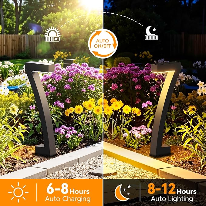 Solar Lights Outdoor Pathway Lights, 6 Pack Upgraded Bright LED Outdoor Solar Light for Outside, IP65 Waterproof Solar Garden Light for Yard, Driveway, Walkway, Landscape, Patio Decor