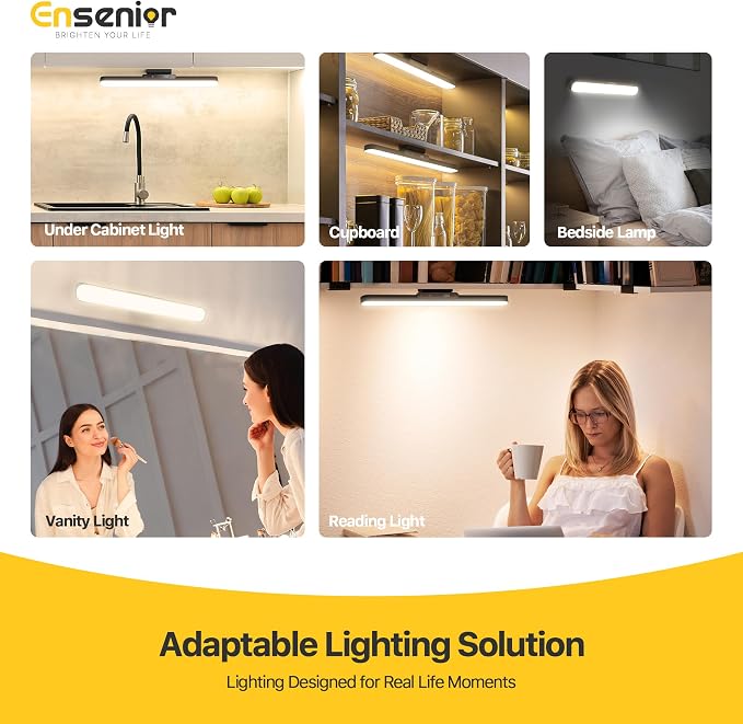 14" Rechargeable Vanity Light Bar, Makeup Mirror Lights with Remote Control | Stick on, Dimmable, Eye-Friendly, 3 Colors CRI85+, Battery Display, Wireless, Magnetic 130° Rotatable, 2500mAh