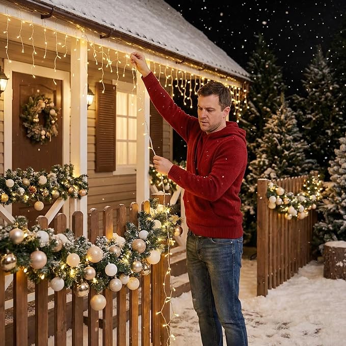Warm White Christmas Lights - 100 LED 33ft String Lights for Bedroom Indoor, 8 Modes Fairy Twinkle Lights Plug in, Waterproof Outdoor Hanging Lights for Room, Xmas Tree, Garden & Party Decor