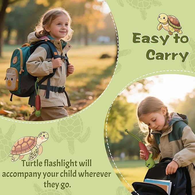 Silicone Turtle Rechargeable Flashlight, Dimmable Hanging Night Light for Camping, Night Walks and Home Use, Animal Themed Themed Portable Torch