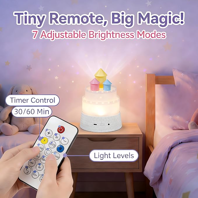 Princess Night Light for Kids - 360 Rotating Star Projector with 12 Music & 23 Films, Rechargeable 1800mAh Battery, Unicorn Lights for Girls Room, Kids' Birthday Gifts
