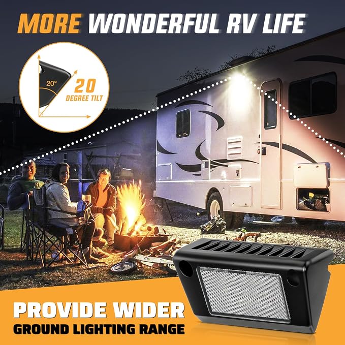 Nilight 2PCS 5 Inch RV Exterior Lights White Beam for RV Trailer Camper SUV | 2PCS LED porch scene cargo light, black aluminum housing, 12V 24V waterproof for RVs trailers campers 5th wheels