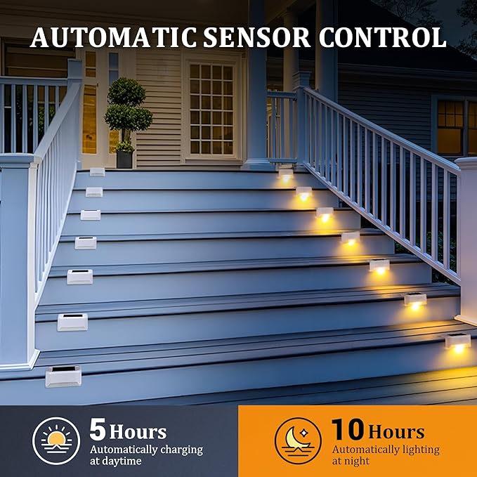 Solar Deck Lights Outdoor Waterproof, Solar Powered Fence Lights for Outside Stairs, Step, Yard, Patio, Garden and Pathway Decor(Warm White) 16Pack