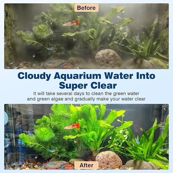 hygger Aquarium U-V Light with Timer, 360° Protective Shield Clean Lamp for Green Water & Algae, Amphibian Small U-V Light for Freshwater & Saltwater Fish Tanks, 7W for 30-130 Gal