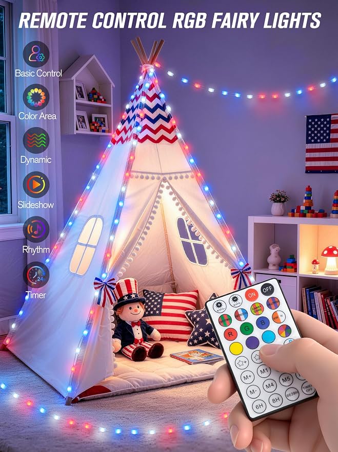JMEXSUSS Smart RGB Fairy Lights, 33FT 100 LED Color Changing String Lights | USB Lights for Bedroom Christmas Party Wedding Classroom Decor, Copper Wire, APP & Voice Control, Music Sync, Group Control