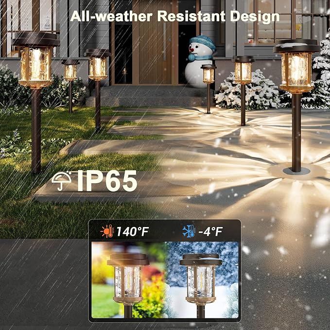 XMCOSY+ Solar Lights Outdoor Pathway, Solar Garden Lights, 20 LM Warm White Solar Powered Waterproof Landscape Lighting for Path Yard Driveway Walkway Sidewalk Lawn Lights