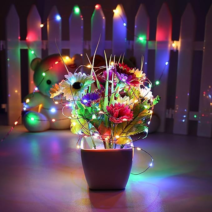 Joomer LED Fairy Lights Battery Operated, 4 Pack Each 16FT 50 LED Cuttable Starry Lights with Timer for Bedroom, Parties, Wedding Christmas Indoor Decor (Multicolor)