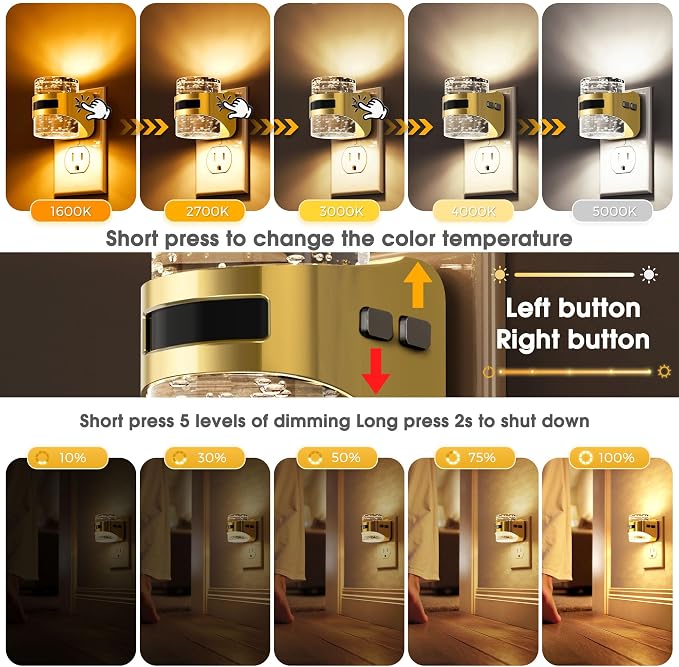 L LOHAS LED Motion Sensor Night Light,5CCT Night Lights Plug into Wall | Color Temperature Change Night-Light,Acrylic Bubble Dimmable Nightlight with Dusk to Dawn Sensor for Bathroom Hallway