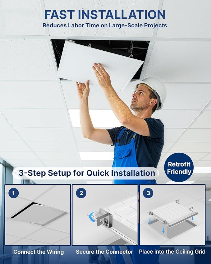 42 Pack 2x2 LED Flat Panel Light, Backlit T-Grid Drop Ceiling Light, 20/30/35W Selectable, 2200/3300/3850LM, 3500K/4000K/5000K 3CCT, 0-10V Dimmable, 120-277V, ETL DLC Listed, Damp Rated