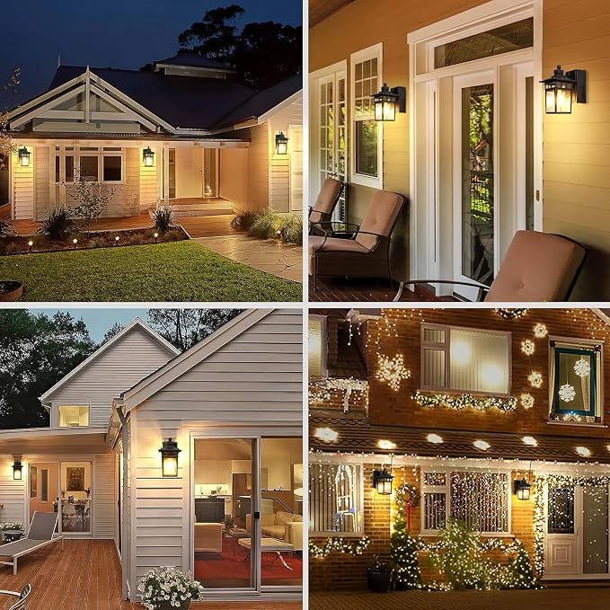 Outdoor Light with GFCI Outlet Antique Black and Bronze Gold,Dusk to Dawn Porch Lights Outdoor,Waterproof Exterior Wall Light Fixture,Aluminum Wall Sconce,Front Door Light Outside Lights for House