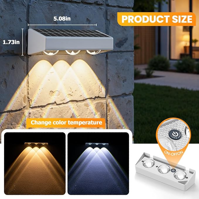 Solar Fence Lights,16 Pack Solars Deck Light,RGB Color,Outdoor Bulb Waterproof Led IP65,Outdoor Fence Light,Power Patio Lamp with Lenses for Outside/Backyard/Railing/Yard(Black)