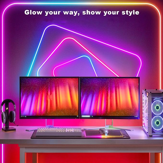 6.56FT RGB Neon Light Strip, 5V USB Led Strip Lights with Touch Controller, Flexible Neon Rope Lights for Bedroom, Party, Home Decor