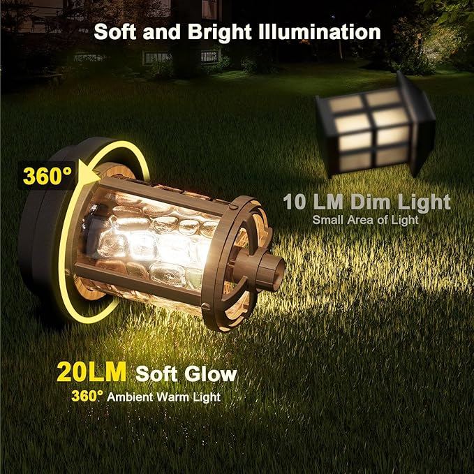 XMCOSY+ Solar Lights Outdoor Pathway, Solar Garden Lights, 20 LM Warm White Solar Powered Waterproof Landscape Lighting for Path Yard Driveway Walkway Sidewalk Lawn Lights