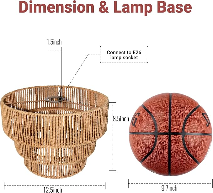 Maliralt Rattan Pendant Light Hanging Lamps - 16.4ft Plug in Cord Hanging Light Fixture Plug Into Wall Outlet Pendant Lighting with On Off Switch for Bedroom Living (3-Tier Rattan Lamp Shade)