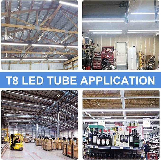 10Pack 8FT LED Shop Lights, 100W 16000LM 6500K Linkable Shop Light, High Output Clear Cover, Integrated T8 8FT LED Tube Light for Garage, Workshop, Warehouse, Barn, Plug and Play