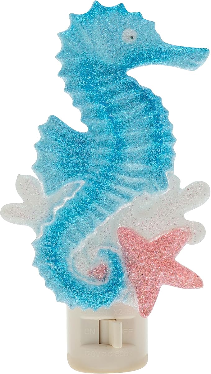 Creative Hobbies Coastal Seahorse Night Light - Includes 5W C7 and Rotational Socket with On/Off Switch