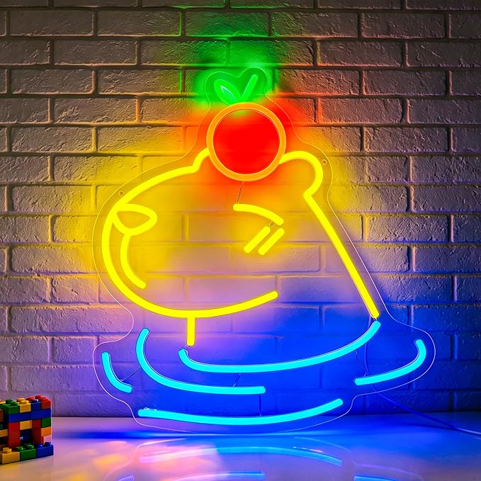 Capybara Neon Sign Led Sign Neon Signs for Wall Decor Neon Lights | Capybara Led Light Up Sign, Blue Yellow Game Room Decor, Boys Girls Gift, Party, Wall Decor, 5V USB Powered