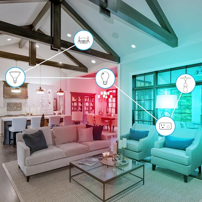 Feit Electric Smart Recessed Light, Fits Most 5-6" Can Housing, Works with Alexa or Google Assistant, Dimmable, 75W Equiv, 1000 Lumens, 2.4GHz WiFi Color Changing Downlight, LEDR6/RGBW/AG/2/4, 8 Pack