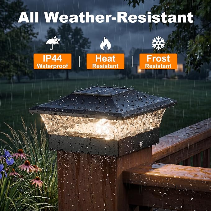 4x4 Post Solar Lights Color Changing with Remote, 12 Pack Black | RGB Solar Post Lights, 4x4 Post Caps Wood Vinyl,5x5 Vinyl & 6x6 Wood,IP64 Waterproof Fence Post Solar Lights Outdoor for Deck