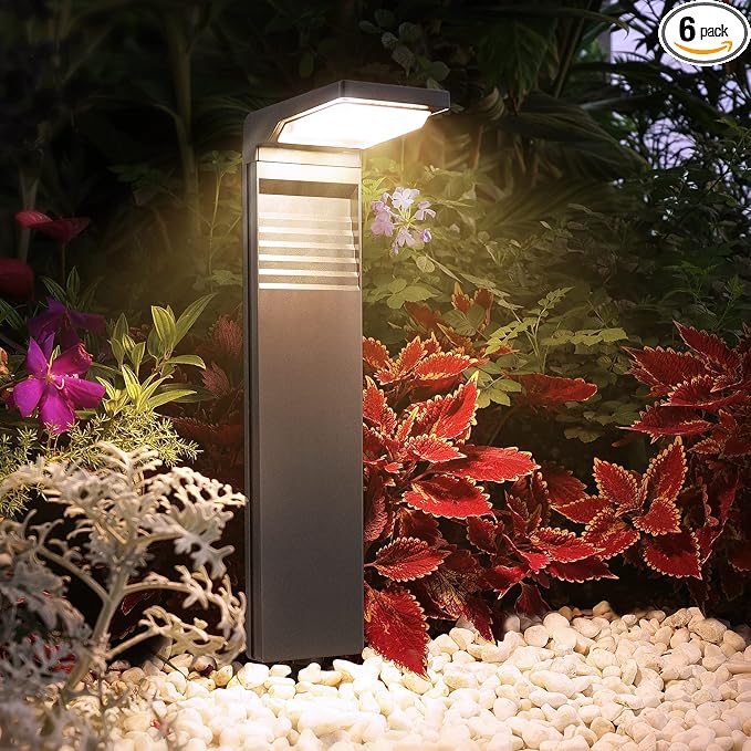 JOFIOS Solar Pathway Lights 6Pack with Warm White and Cool White Mode, Modern Solar Path Lights Outdoor Waterproof, Perfect Solar Lights for Backyard, Lawn, Driveway, Walkway, Garden Decorative.