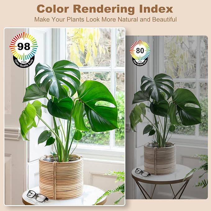 Hanging Grow Light, 30W LED Lamp with Timer for Indoor Plants | 4000K LED plant lamp with 15 ft cord, outlet timer, and boho paper rope shade for succulents, herbs, and low-light rooms.