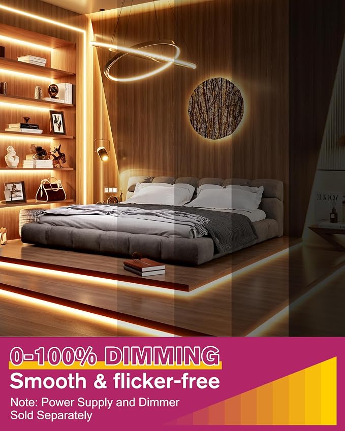 EMITEVER Warm White LED Strip Lights 2700K,16.4ft UL 24V Tape Light,600LEDs | Ra 95+,IP30,2.9W/ft,240+Lumens/ft,5 Year Warranty (Power Supply Sold Separately)for bedroom,living room,kitchen